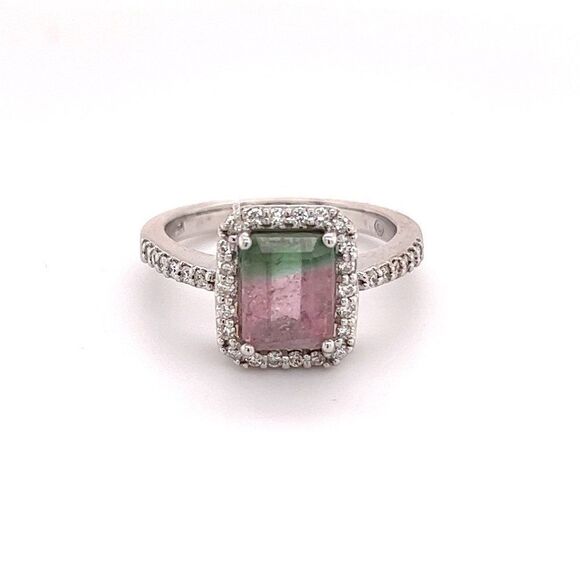 Watermelon Tourmaline Diamond Ring 14k Gold 1.82 TCW Certified $5,450 211910 - Picture 1 of 12